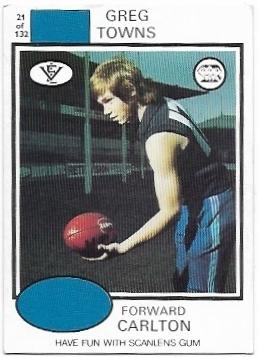1975 VFL Scanlens (21) Greg TOWNS Carlton *