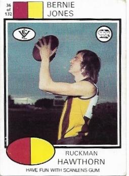 1975 VFL Scanlens (36) Bernie JONES Hawthorn *