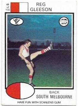 1975 VFL Scanlens (49) Reg GLEESON South Melbourne *