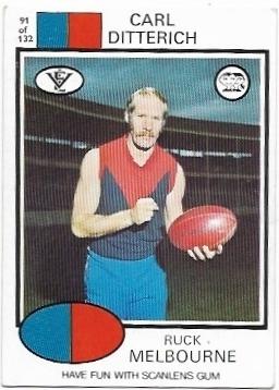 1975 VFL Scanlens (91) Carl DITTERICH Melbourne *