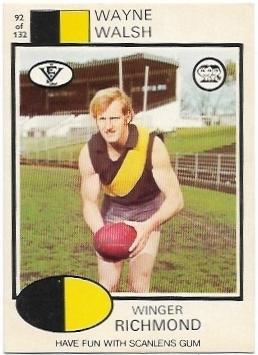 1975 VFL Scanlens (92) Wayne WALSH Richmond *