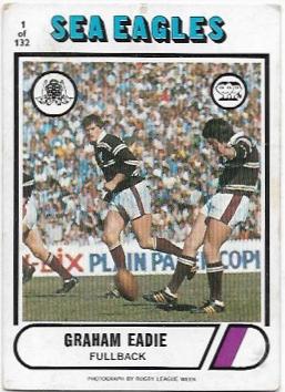 1976 Scanlens Rugby League (1) Graham Eadie Sea Eagles
