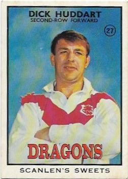 1968 B Scanlens Rugby League (27) Dick Huddart Dragons
