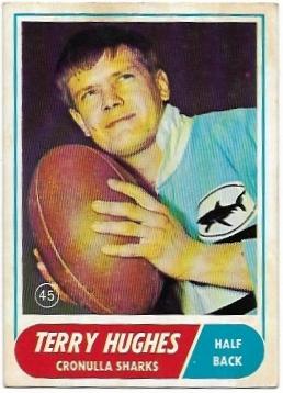 1969 Scanlens Rugby League (45) Terry Hughes Cronulla Sharks *