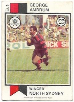 1974 Scanlens Rugby League (49) George Ambrum North Sydney