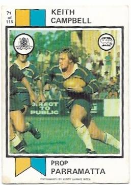 1974 Scanlens Rugby League (71) Keith Campbell Parramatta