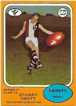 1973 A VFL Scanlens (16) Stuart Trott St. Kilda *