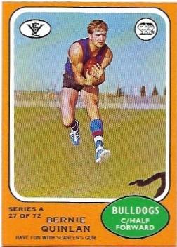 1973 A VFL Scanlens (27) Bernie Quinlan Footscray *