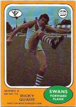 1973 A VFL Scanlens (44) Ricky Quade South Melbourne *
