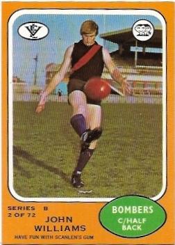 1973 B VFL Scanlens (2) John Williams Essendon *