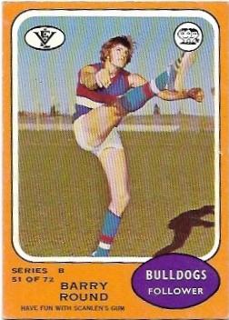 1973 B VFL Scanlens (51) Barry Round Footscray *