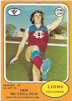 1973 B VFL Scanlens (54) Ian McCulloch Fitzroy *