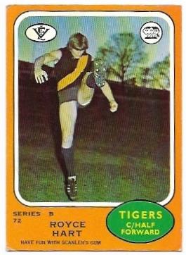1973 B VFL Scanlens (72) Royce Hart Richmond *