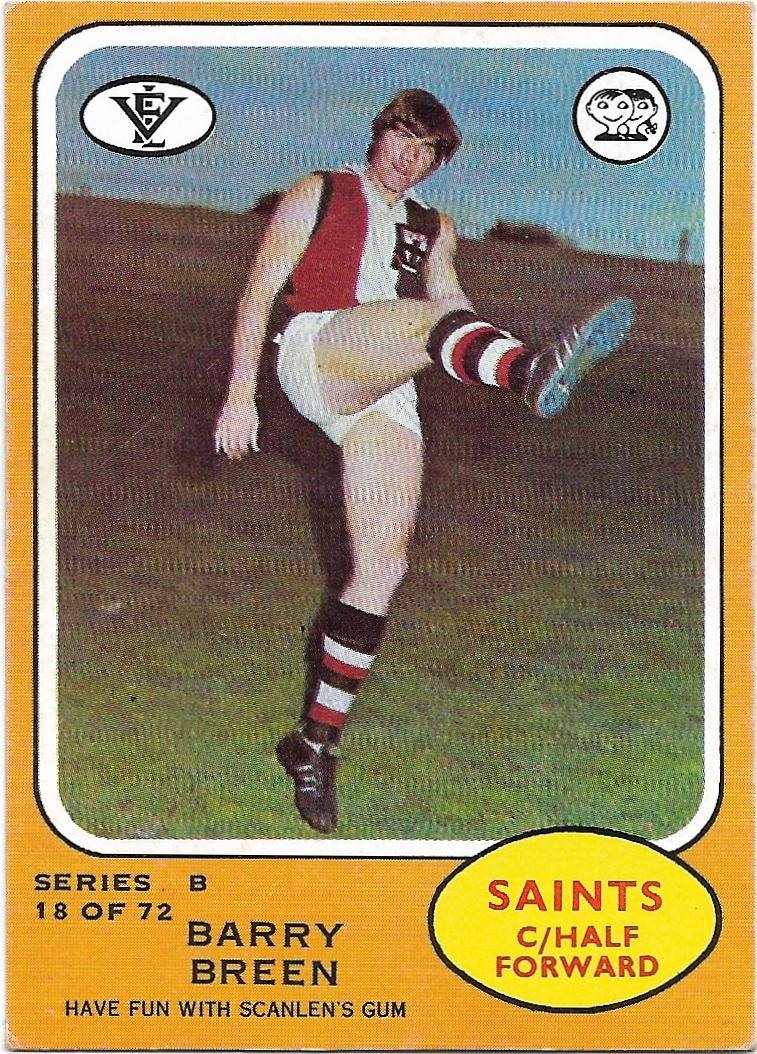 1973 B VFL Scanlens (18) Barry Breen St. Kilda