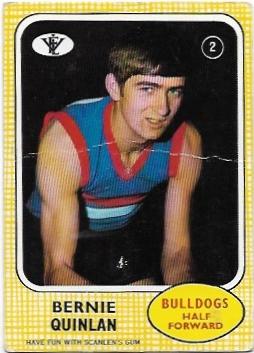 1972 VFL Scanlens (2) Bernie Quinlan Footscray