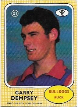 1972 VFL Scanlens (21) Garry Dempsey Footscray