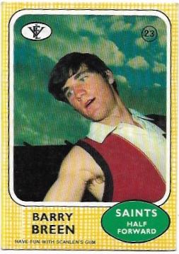 1972 VFL Scanlens (23) Barry Breen St. Kilda