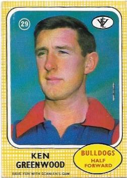 1972 VFL Scanlens (29) Ken Greenwood Footscray