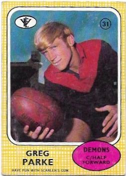 1972 VFL Scanlens (31) Greg Parke Melbourne