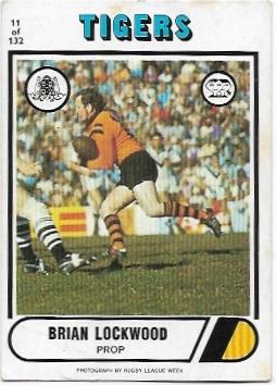 1976 Scanlens Rugby League (11) Brian Lockwood Tigers