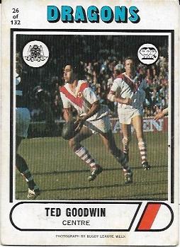 1976 Scanlens Rugby League (26) Ted Goodwin Dragons