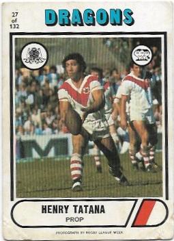 1976 Scanlens Rugby League (27) Henry Tatana Dragons