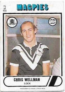 1976 Scanlens Rugby League (72) Chris Wellman Magpies