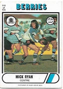 1976 Scanlens Rugby League (110) Mick Ryan Berries