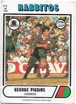 1976 Scanlens Rugby League (112) George Piggins Rabbitohs