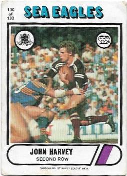 1976 Scanlens Rugby League (130) John Harvey Sea Eagles
