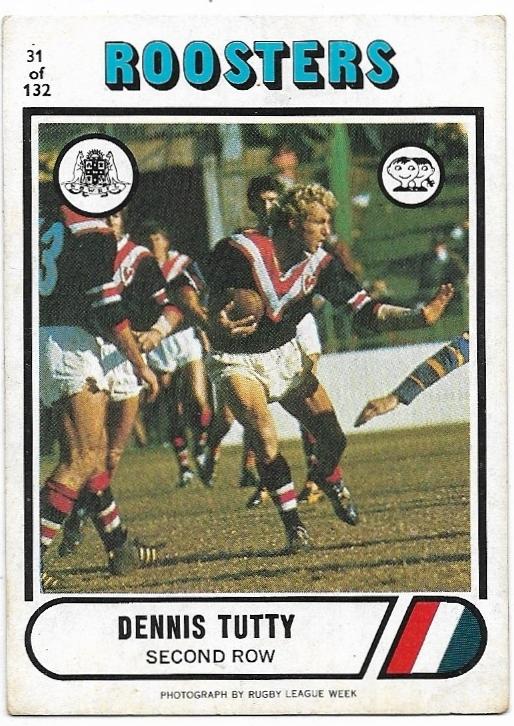 1976 Scanlens Rugby League (31) Dennis Tutty Roosters