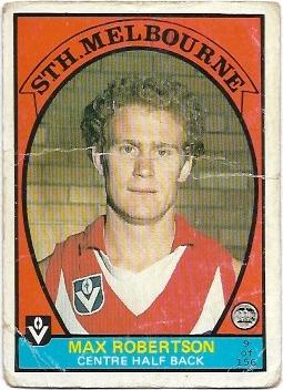 1978 VFL Scanlens (9) Max Roberston South Melbourne