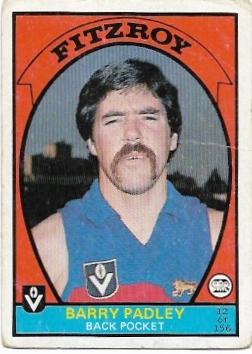 1978 VFL Scanlens (12) Barry Padley Fitzroy