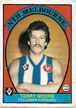 1978 VFL Scanlens (22) Terry Moore North Melbourne