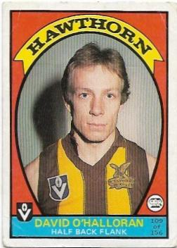 1978 VFL Scanlens (109) David O’Halloran Hawthorn