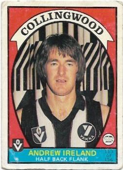 1978 VFL Scanlens (113) Andrew Ireland Collingwood