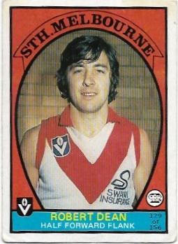 1978 VFL Scanlens (129) Robert Dean South Melbourne