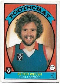 1978 VFL Scanlens (144) Peter Welsh Footscray