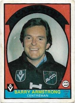1978 VFL Scanlens (150) Barry Armstrong Carlton