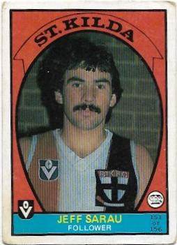 1978 VFL Scanlens (151) Jeff Sarau St. Kilda
