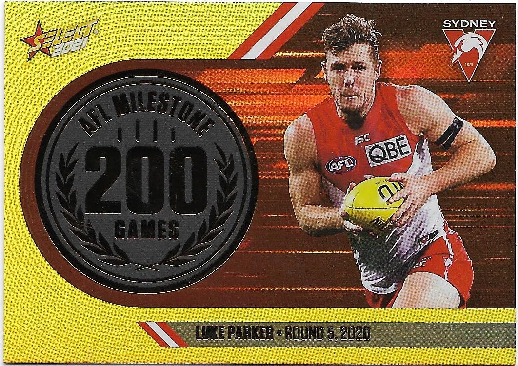 2021 Select Footy Stars Milestones (MG68) Luke PARKER Sydney