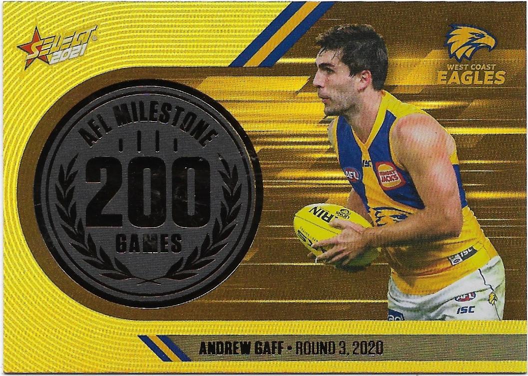 2021 Select Footy Stars Milestones (MG72) Andrew GAFF West Coast