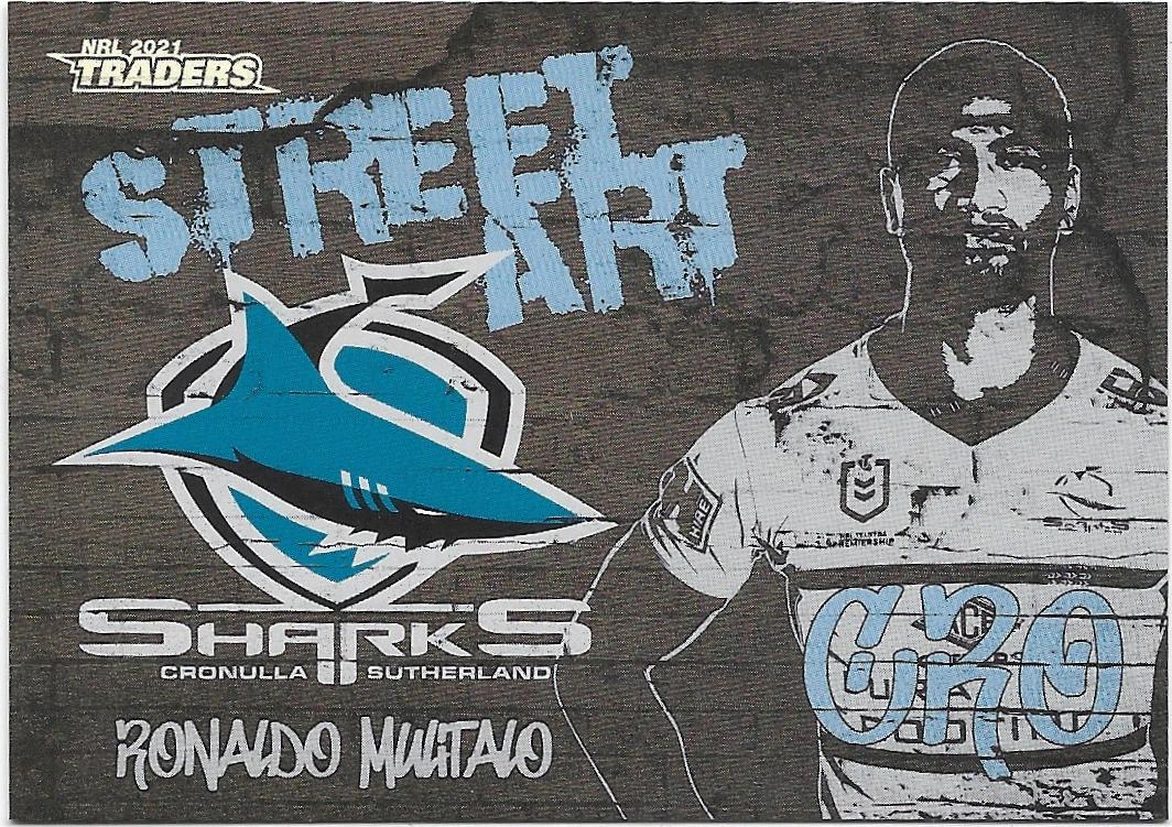2021 Nrl Traders Street Art Black (SAB04) Ronaldo MULITALO Sharks