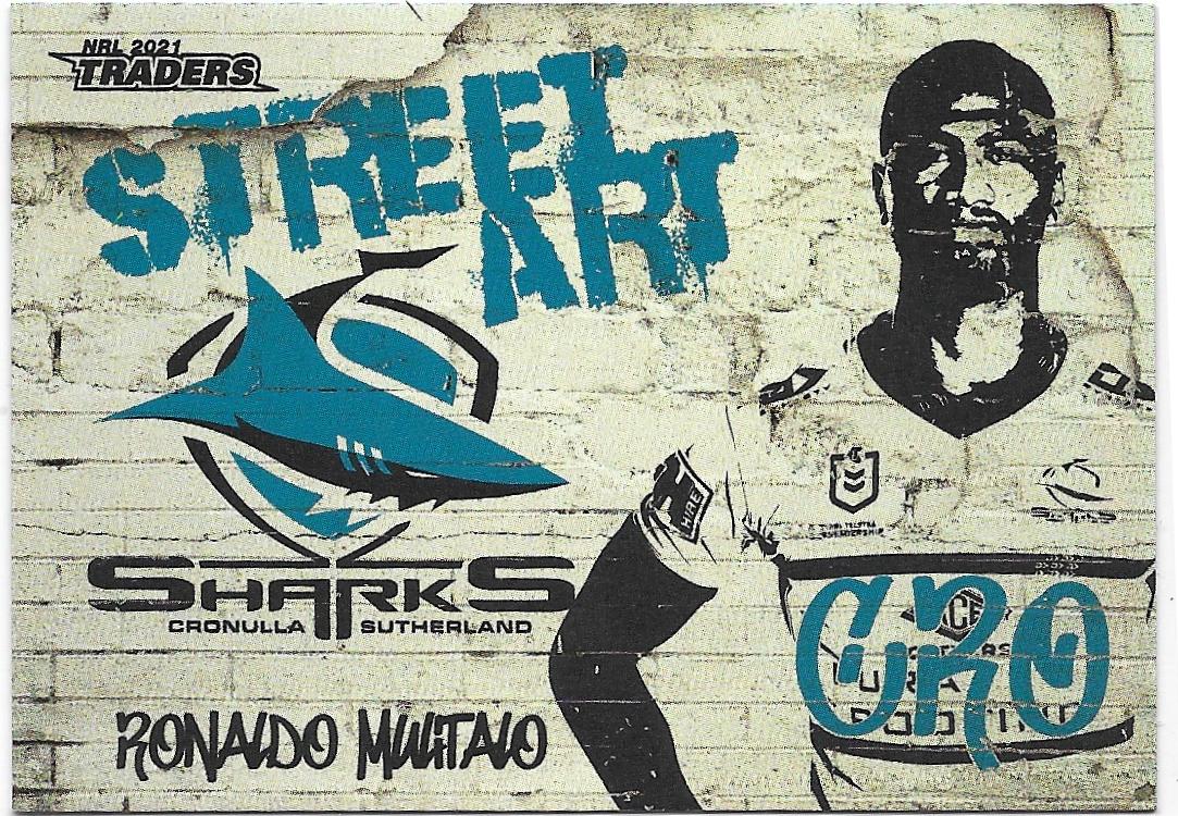 2021 Nrl Traders Street Art White (SAW04) Ronaldo MULITALO Sharks