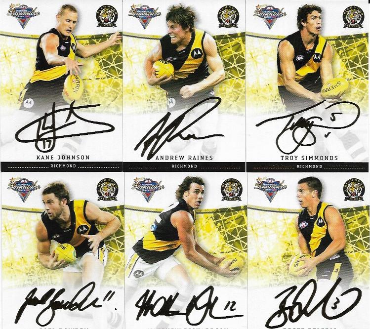 2007 Select Champions Foil Signature RICHMOND 6 Card Team Set
