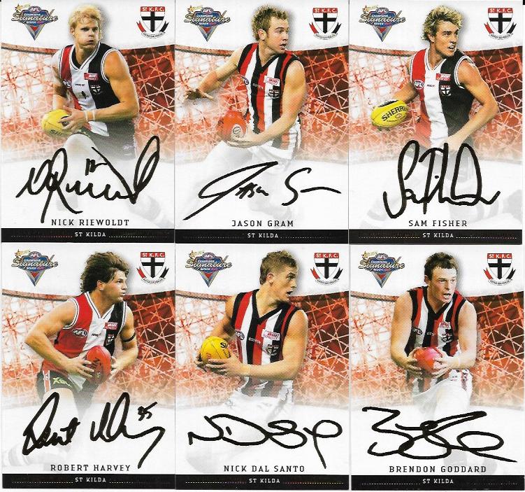2007 Select Champions Foil Signature ST KILDA 6 Card Team Set