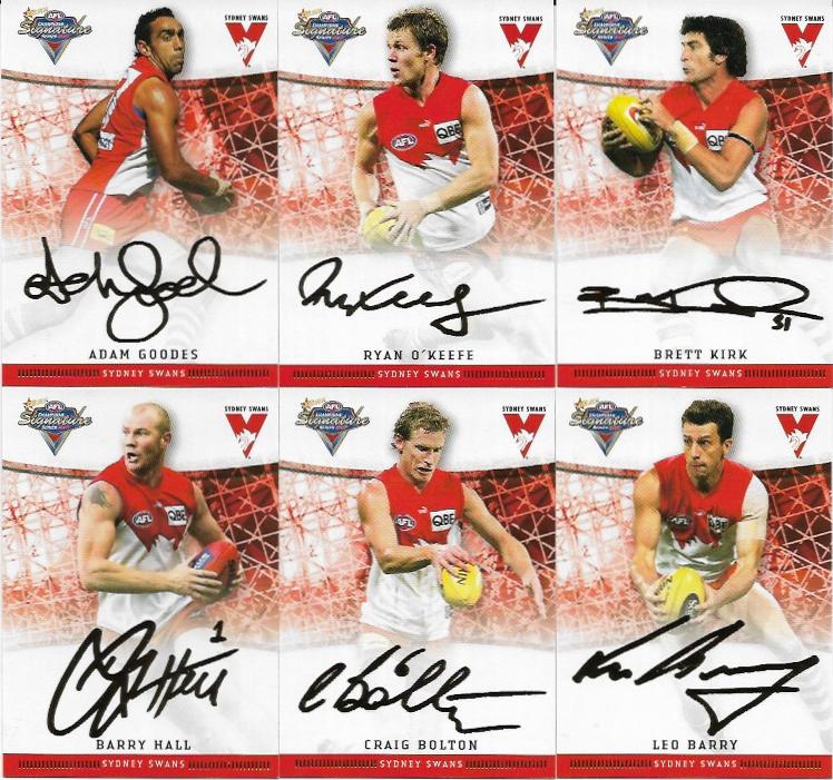 2007 Select Champions Foil Signature SYDNEY 6 Card Team Set