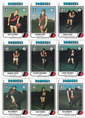 1976 VFL Scanlens Essendon Team Set (11 Cards) #