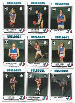 1976 VFL Scanlens Footscray Team Set (11 Cards) #