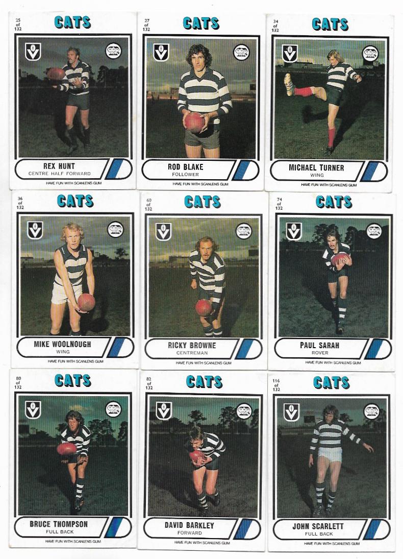 1976 VFL Scanlens Geelong Team Set (11 Cards) #